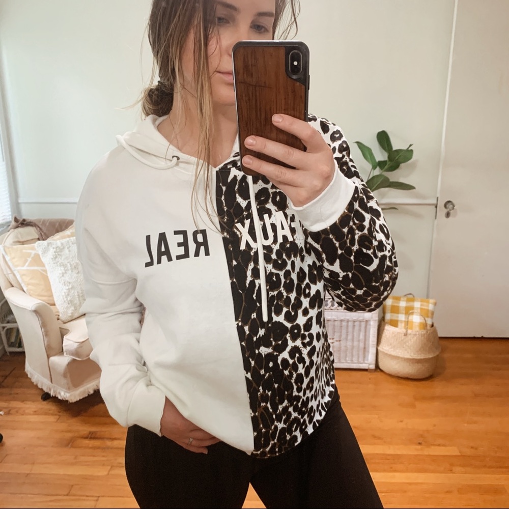 Betsey Johnson | Faux Real Leopard Print Hoodie XL